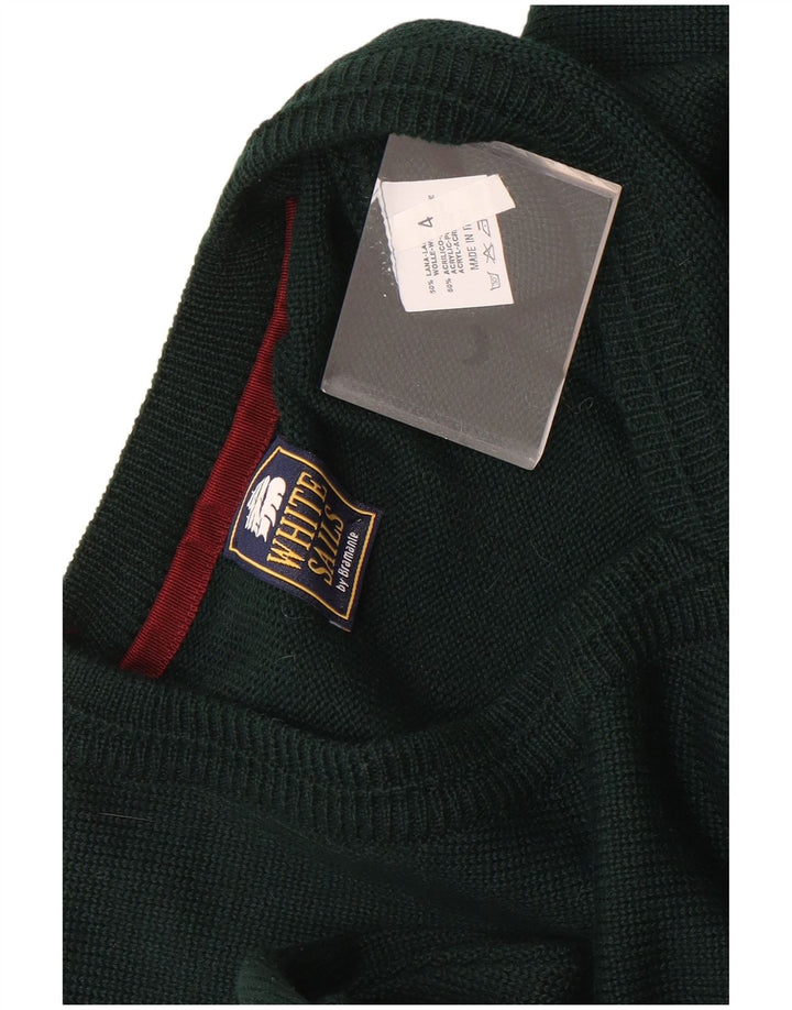 Suéter masculino branco Sails com decote em V grande lã verde
