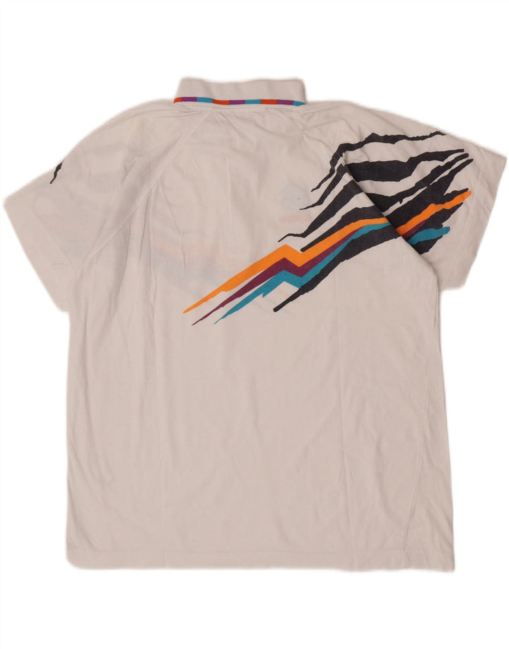 Camisa polo masculina gráfica Lotto grande algodão branco