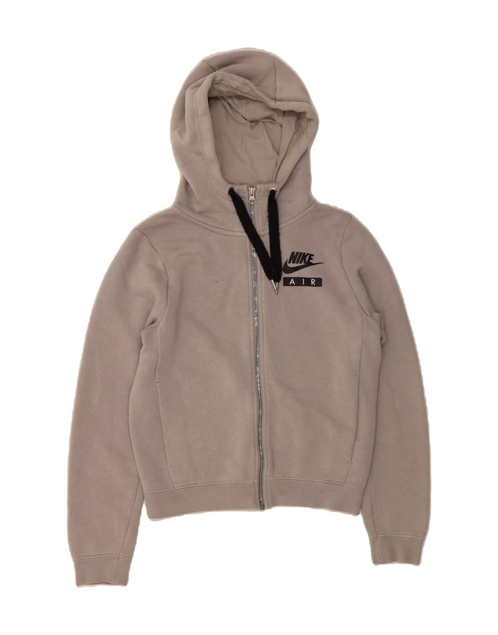 NIKE Womens Oversized Graphic Zip Hoodie Sweater UK 6 XS Grey Vintage Nike and Second-Hand Nike from Messina Hembry 