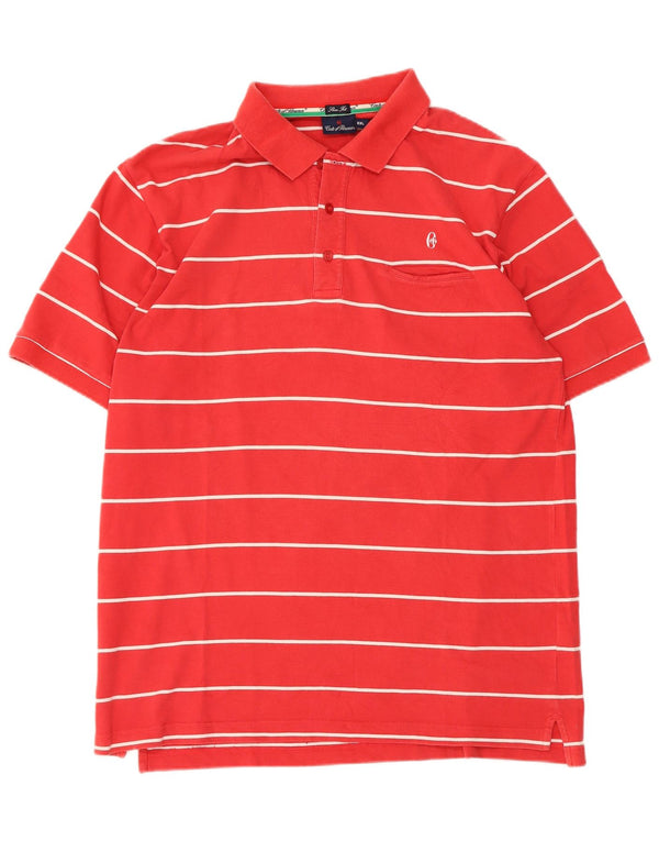 Camisa polo masculina Slim Fit Conte of Florence 2XL de algodão listrado vermelho