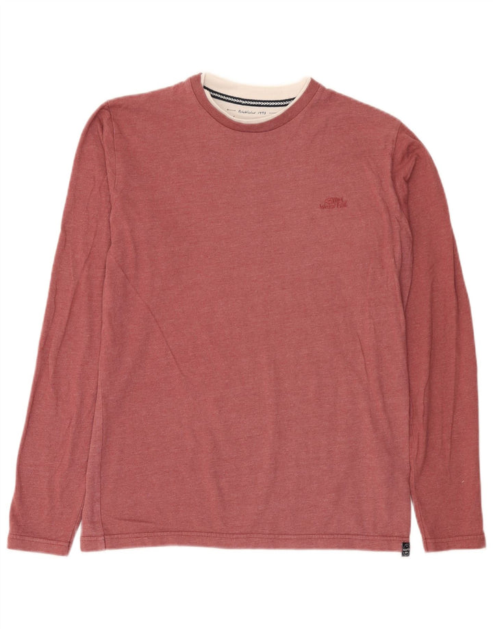 Weird Fish Mens Top Manga Longa Pequeno Algodão Vermelho