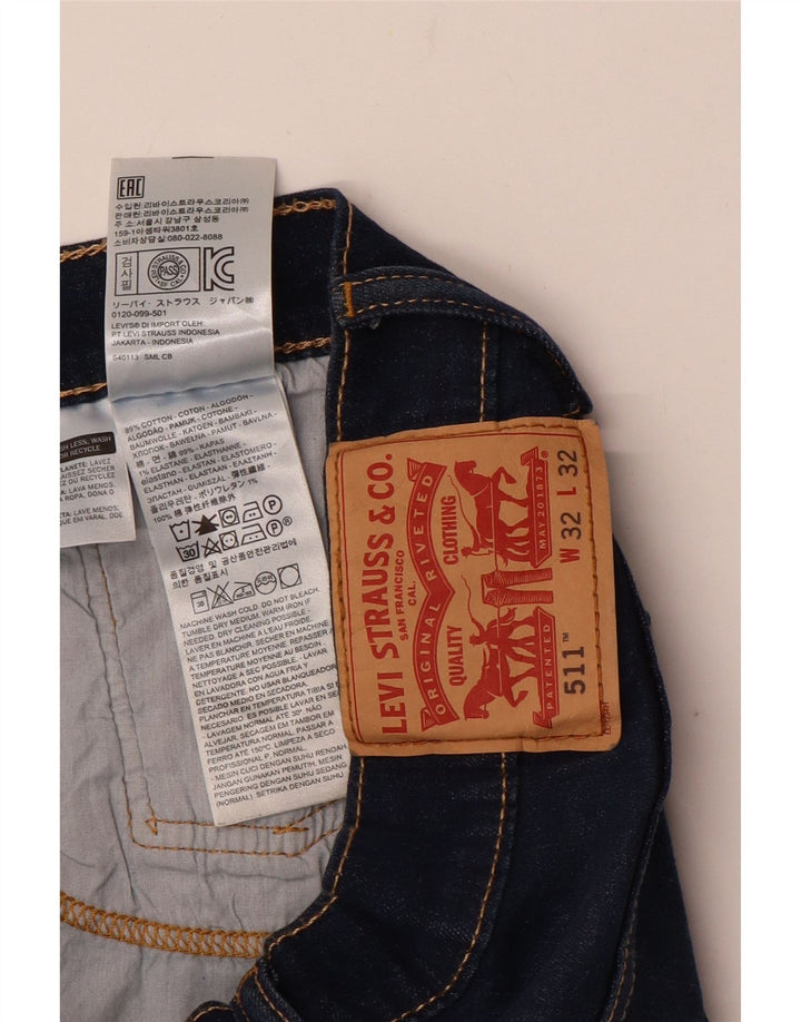 LEVI'S Masculino 511 Slim Jeans W32 L32 Azul Marinho Algodão