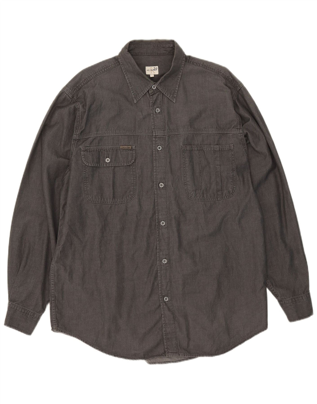 Camisa masculina Calvin Klein Jeans grande algodão cinza
