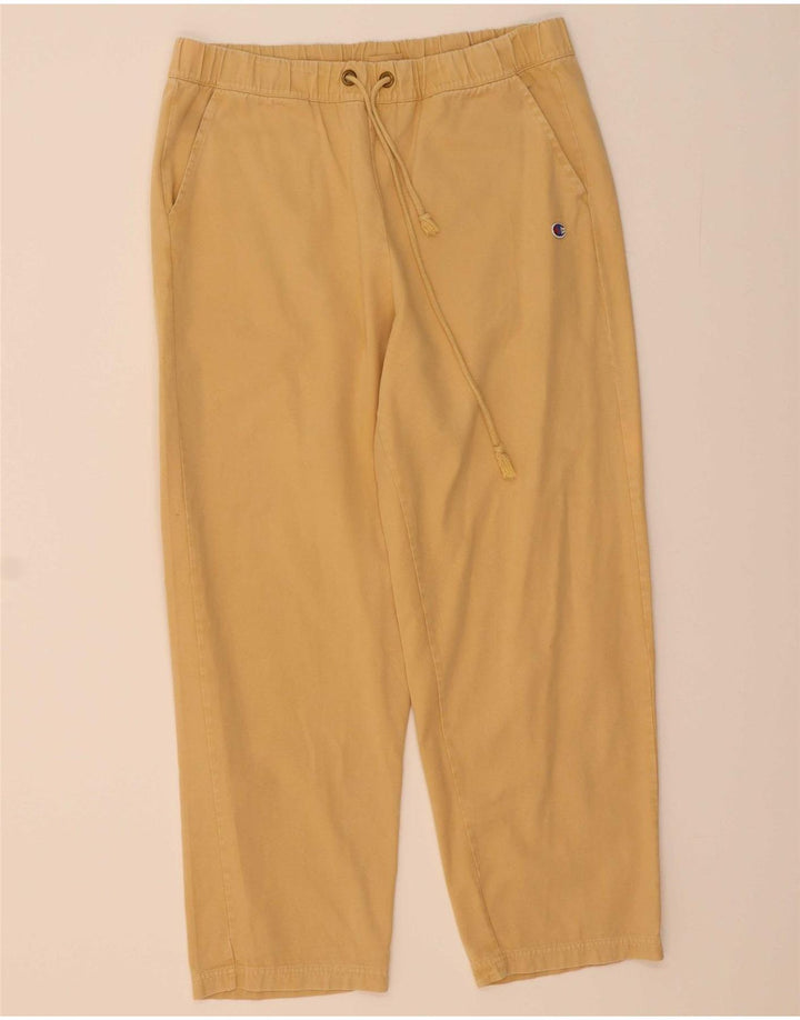 CHAMPION Calça masculina reta cortada grande W34 L26 algodão bege