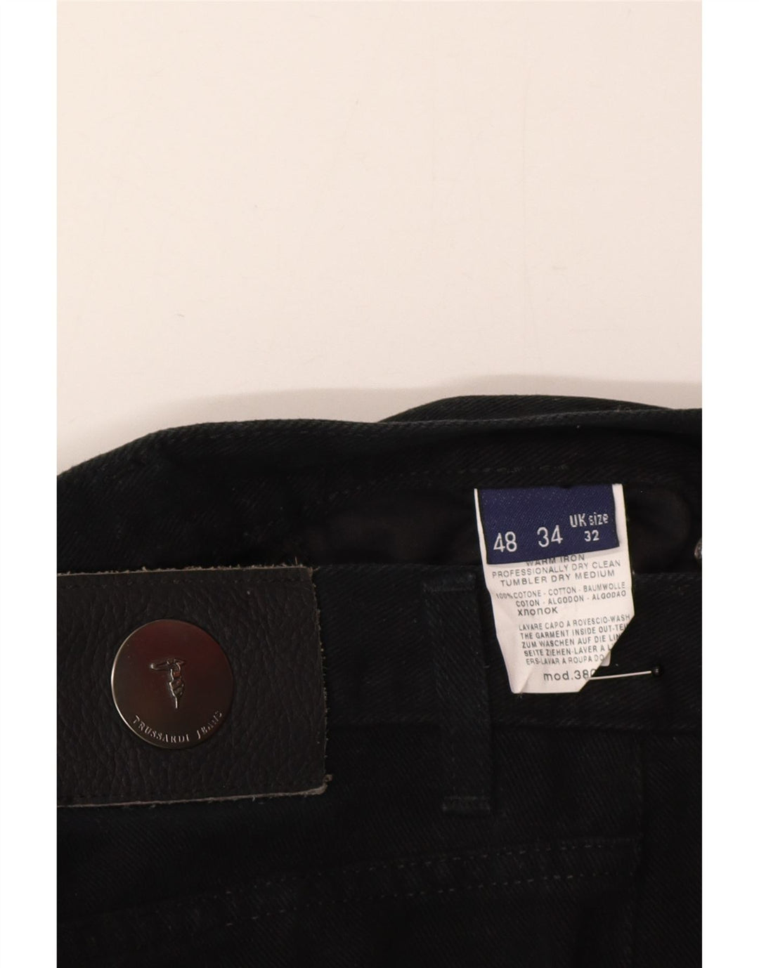 Trussardi Mens Straight Jeans IT 48 Médio W32 L30 Algodão Preto