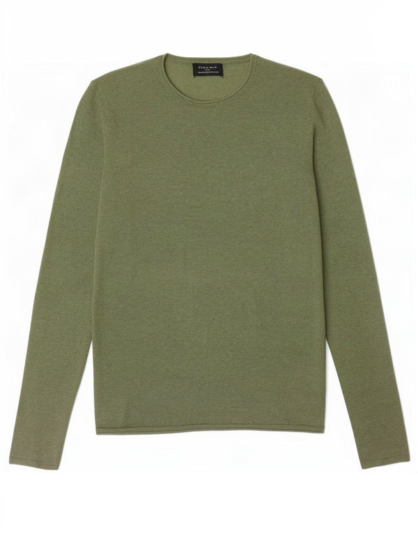 Zara Suéter masculino com gola redonda verde médio