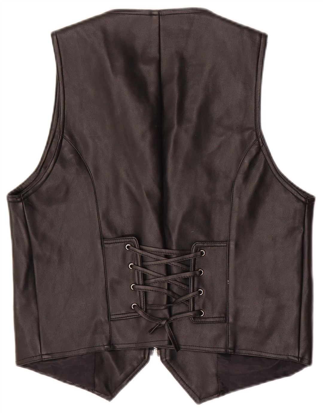 Colete de couro feminino vintage UK 20 2XL preto