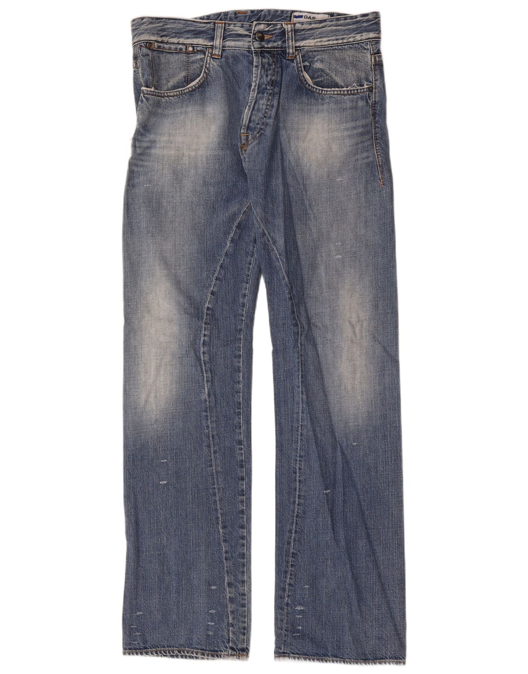Gas Mens Straight Jeans W34 L34 Azul Algodão