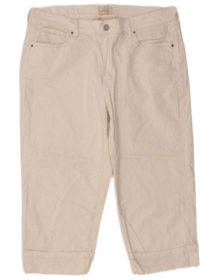 LEVI'S Feminino 515 Capri Jeans US 14 Grande W36 L20 Algodão Branco