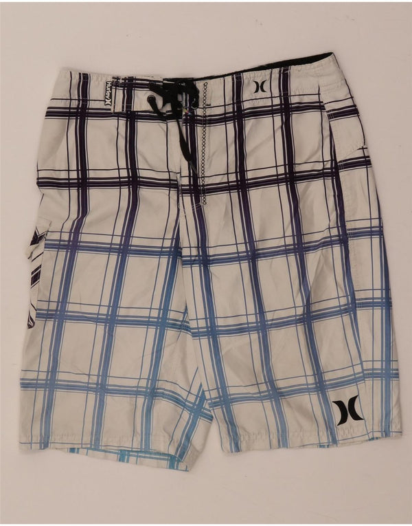 Shorts de natação masculino HURLEY médio xadrez branco