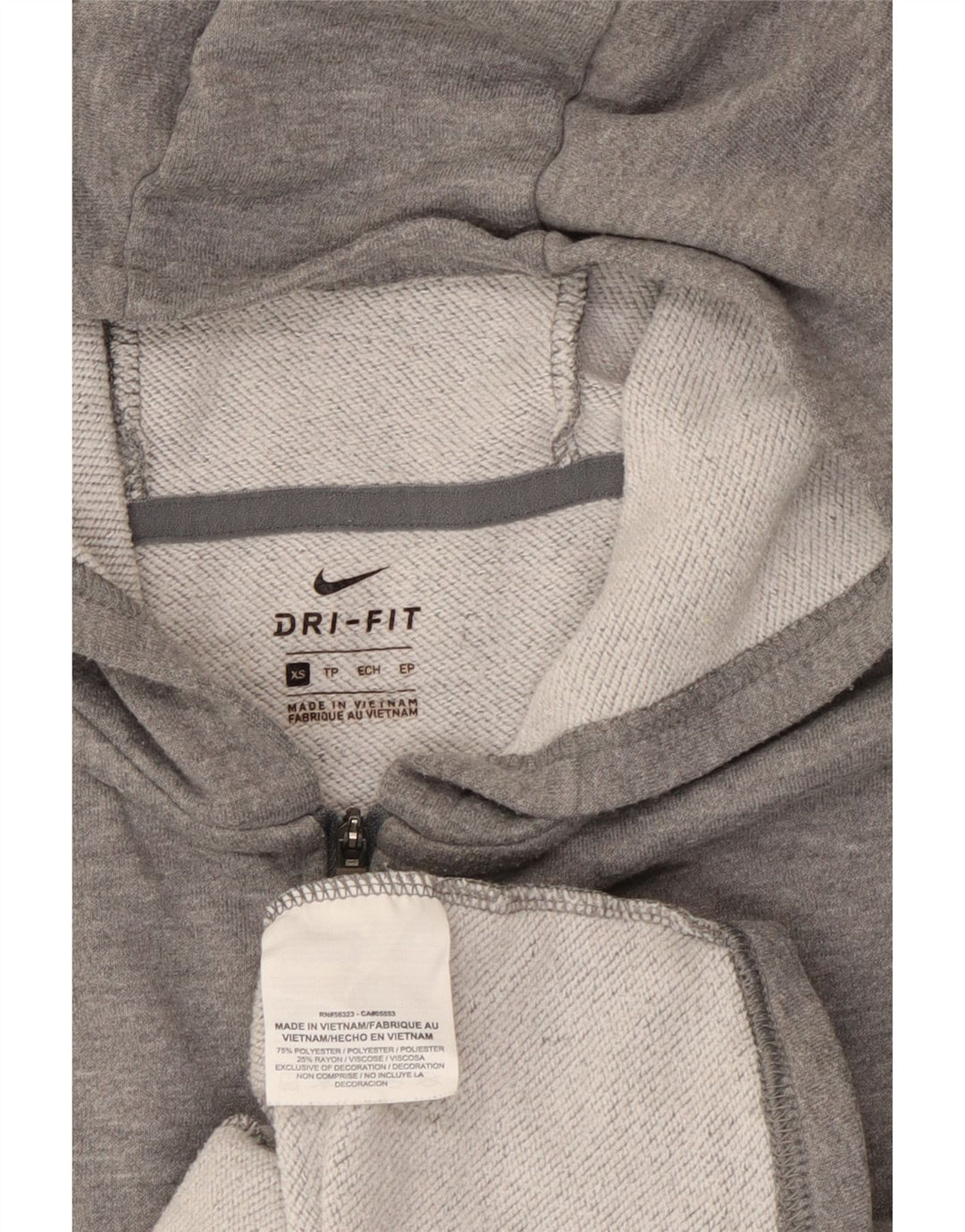Suéter Nike feminino com capuz e zíper UK 6 XS cinza poliéster
