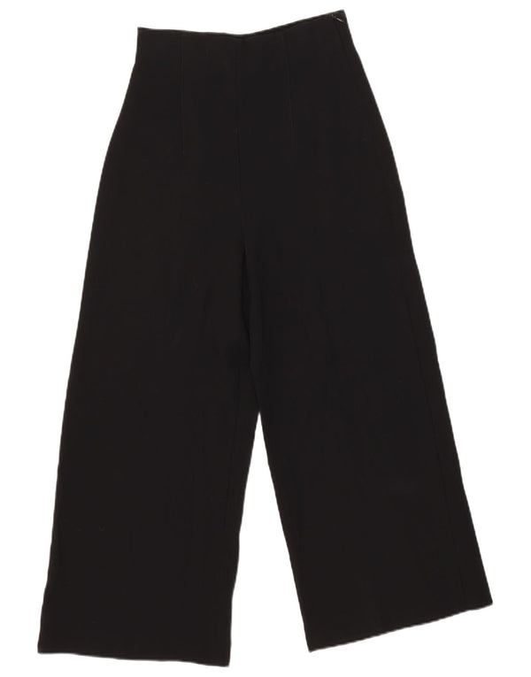 Zara Calça capri feminina cintura alta perna larga pequena W26 L24 preta