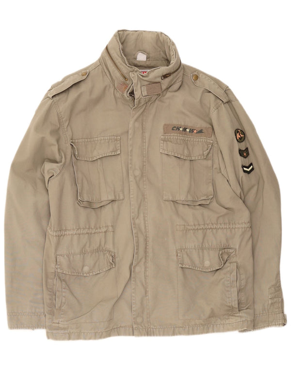 Jaqueta militar com capuz masculina Rainbow UK 34 XS algodão cáqui