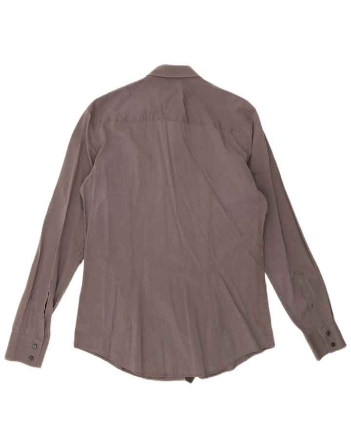 Camisa masculina Calvin Klein Slim Fit listrada cinza médio