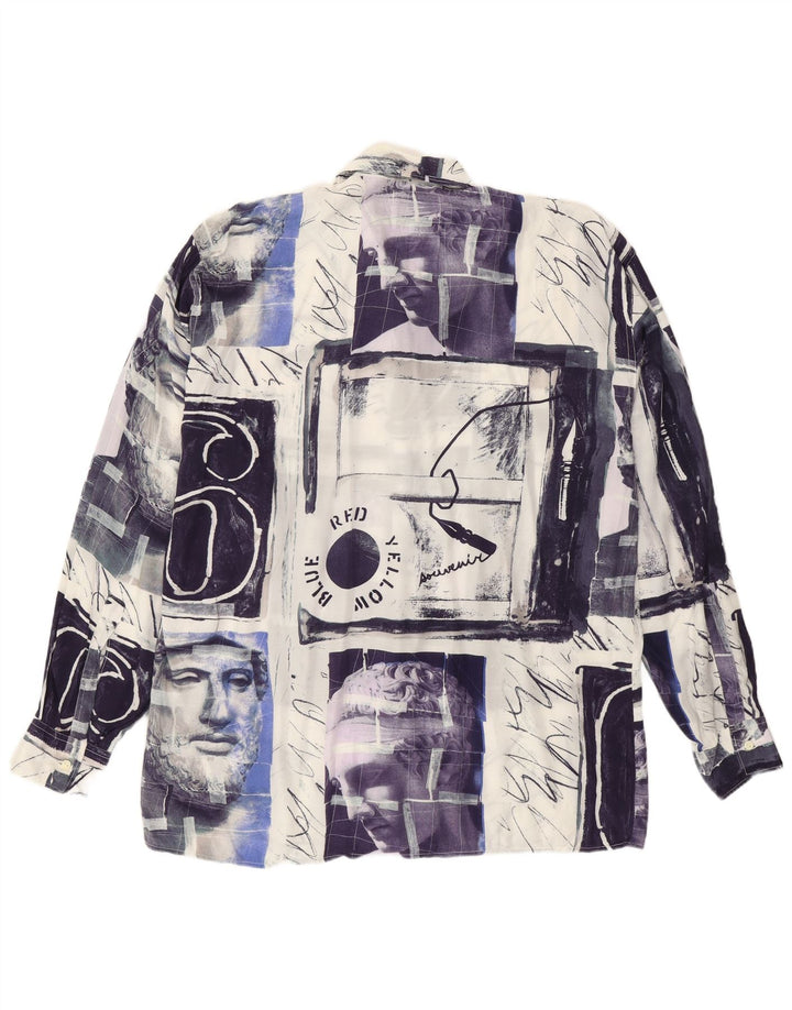 Camisa masculina Cocoa com estampa abstrata grande azul
