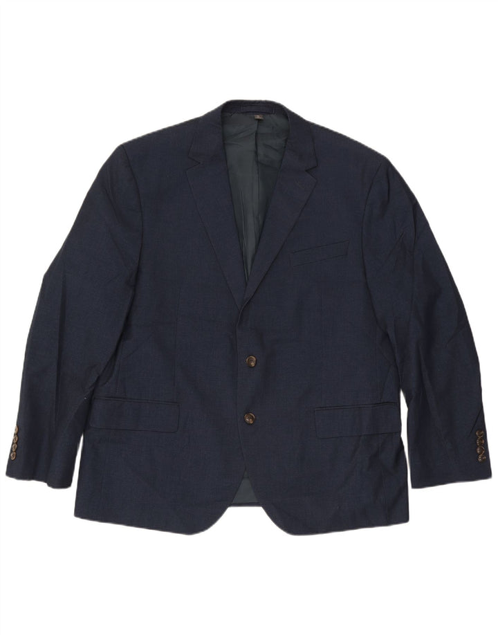 Jaqueta blazer masculina de 2 botões Marks & Spencer Reino Unido 46 XL azul marinho poliéster