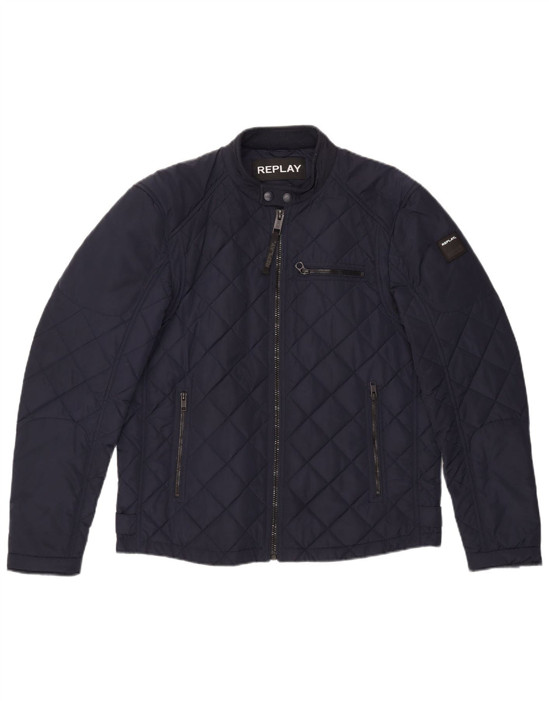 Jaqueta acolchoada masculina Replay UK 40 grande poliéster azul marinho