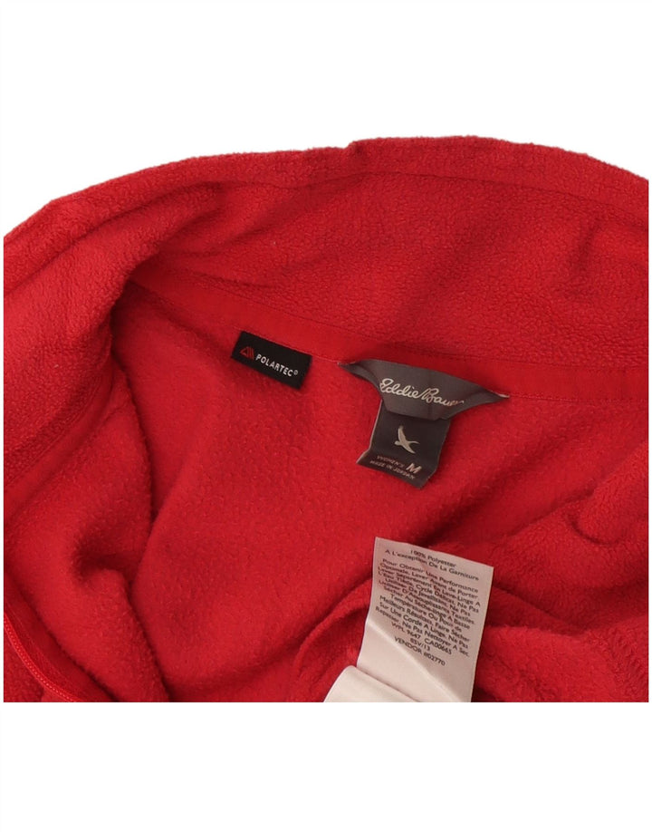 Jumper de lã feminino Eddie Bauer com zíper e gola UK 14 poliéster rosa médio