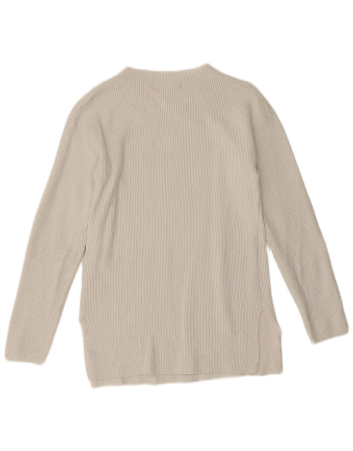 Suéter feminino Marks & Spencer com gola barco e viscose branca pequena Reino Unido 10