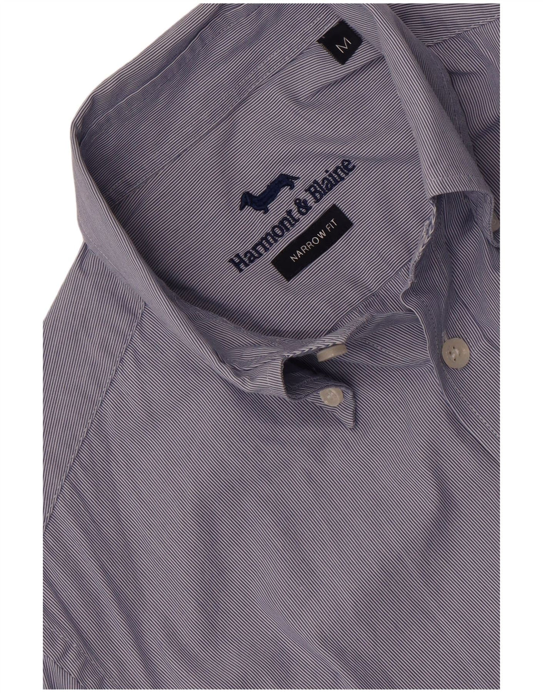 Camisa masculina Harmont & Blaine com ajuste estreito listrado azul médio