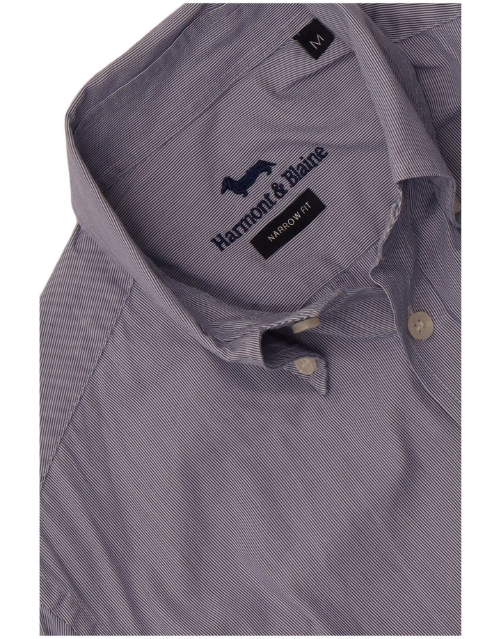 Camisa masculina Harmont & Blaine com ajuste estreito listrado azul médio