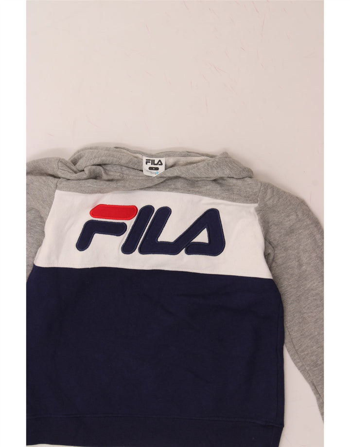 FILA Boys Graphic Hoodie Jumper 7-8 Years Multicoloured Colourblock Cotton Vintage Fila and Second-Hand Fila from Messina Hembry 