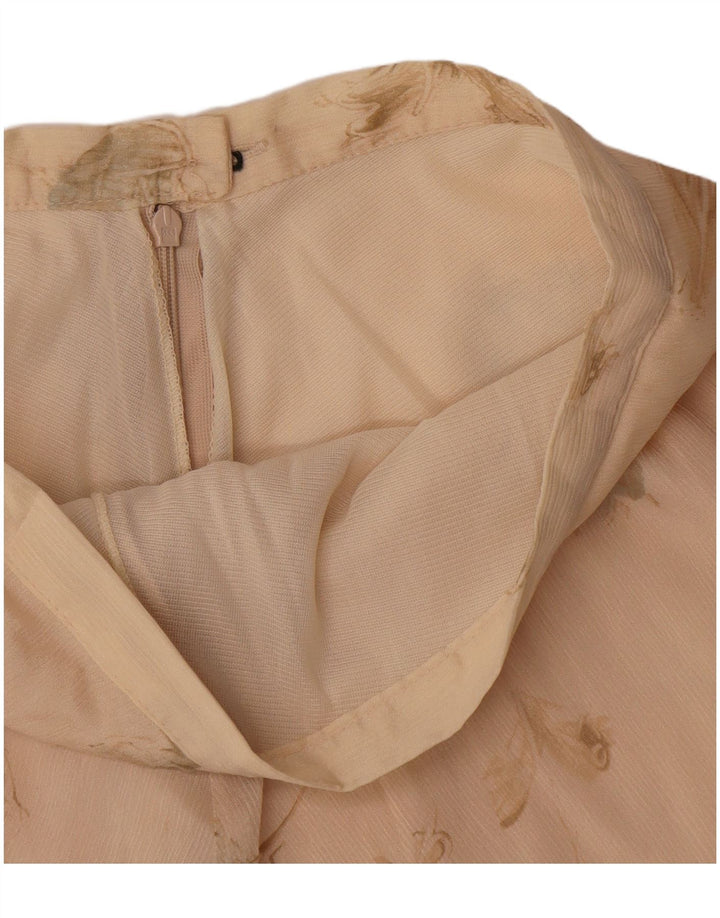 Mini saia feminina vintage W28 médio bege floral