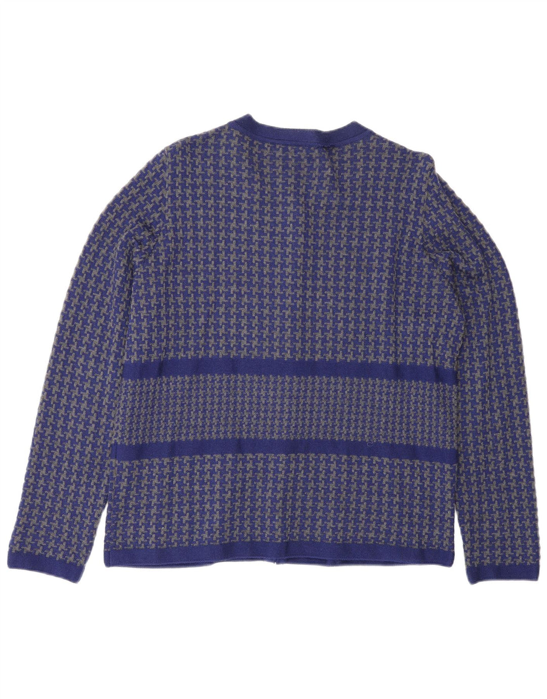 Suéter cardigã feminino Luisa Spagnoli Reino Unido 16 grande lã houndstooth azul