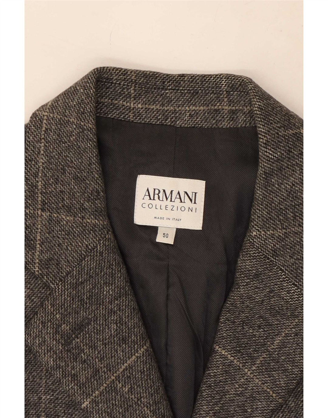 Jaqueta blazer feminina Armani Collezioni com 3 botões IT 50 XL cinza xadrez lã