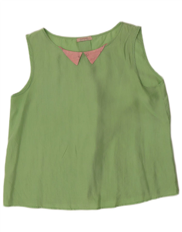 Blusa feminina sem mangas Lazzari Top IT 44 seda verde médio