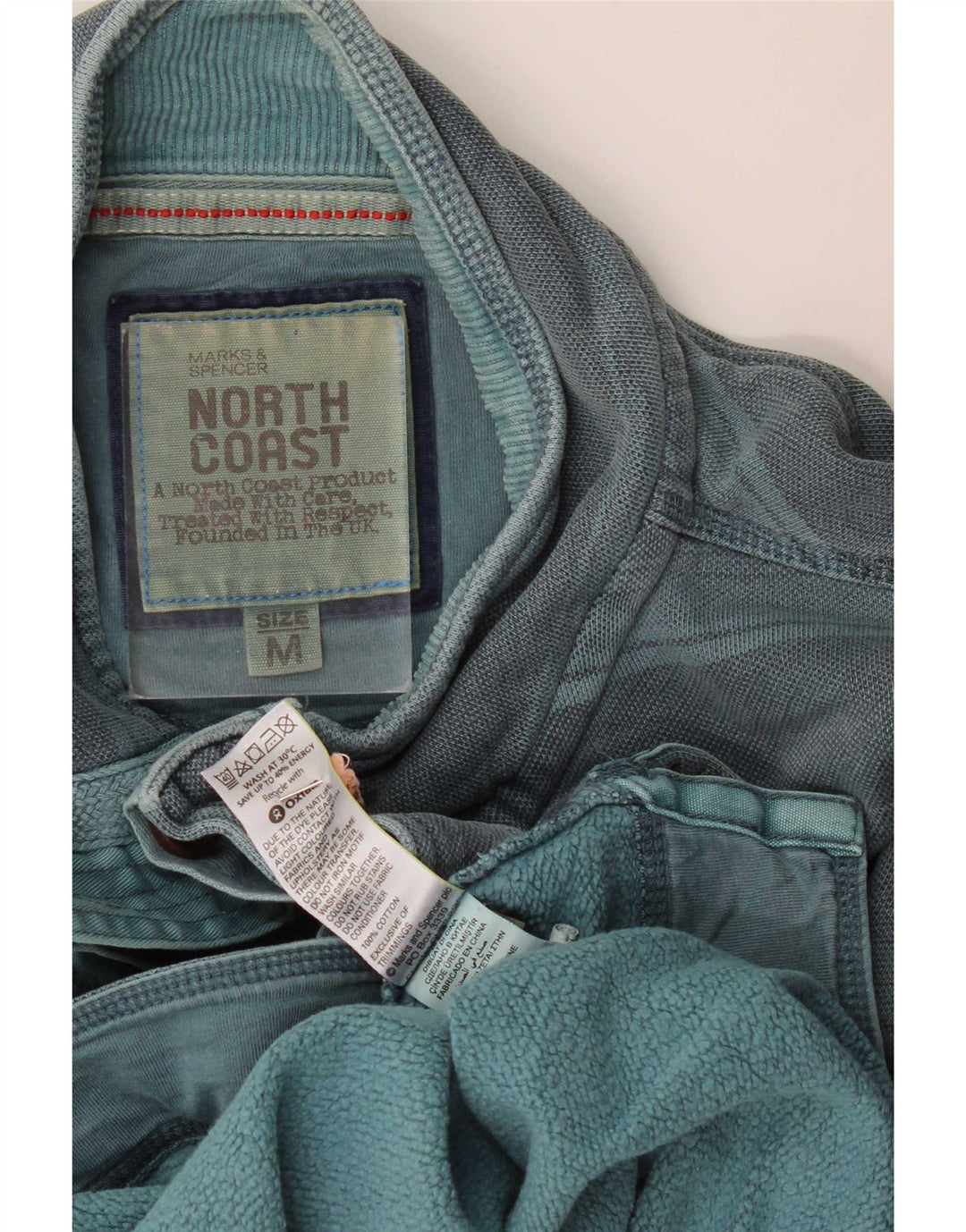 Suéter masculino Marks & Spencer com gola redonda e listrado azul médio