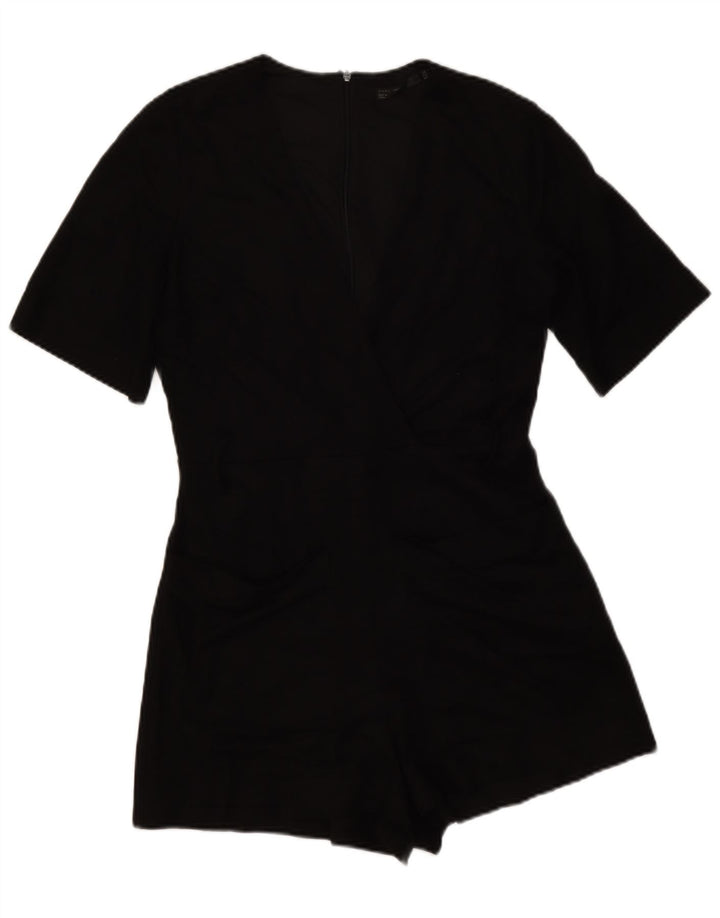Zara Womens Trafaluc Playsuit UK 12 Médio Preto Poliéster