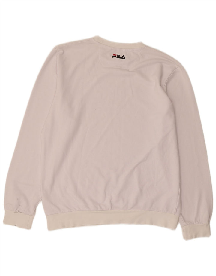FILA moletom gráfico masculino jumper grande algodão branco