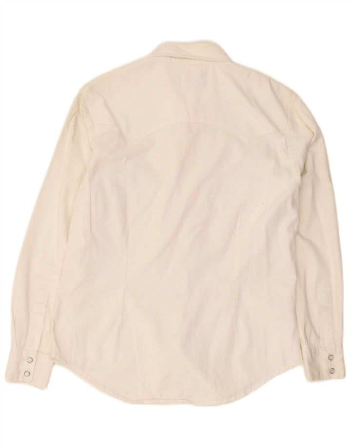 Camisa jeans feminina Lee Reino Unido 16 grande algodão branco