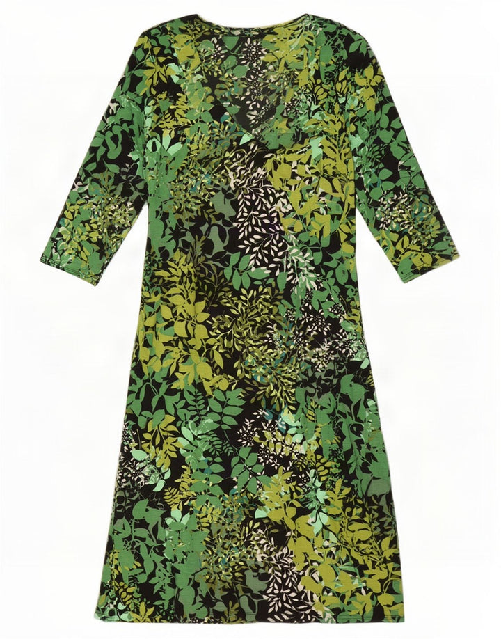 Vestido básico feminino Wallis Petite manga 3/4 Reino Unido 8 pequeno verde floral viscose