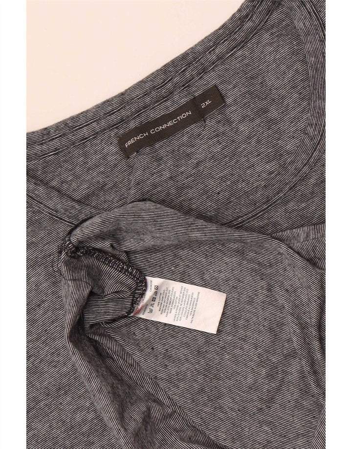 Camiseta masculina French Connection Top 2XL algodão listrado cinza