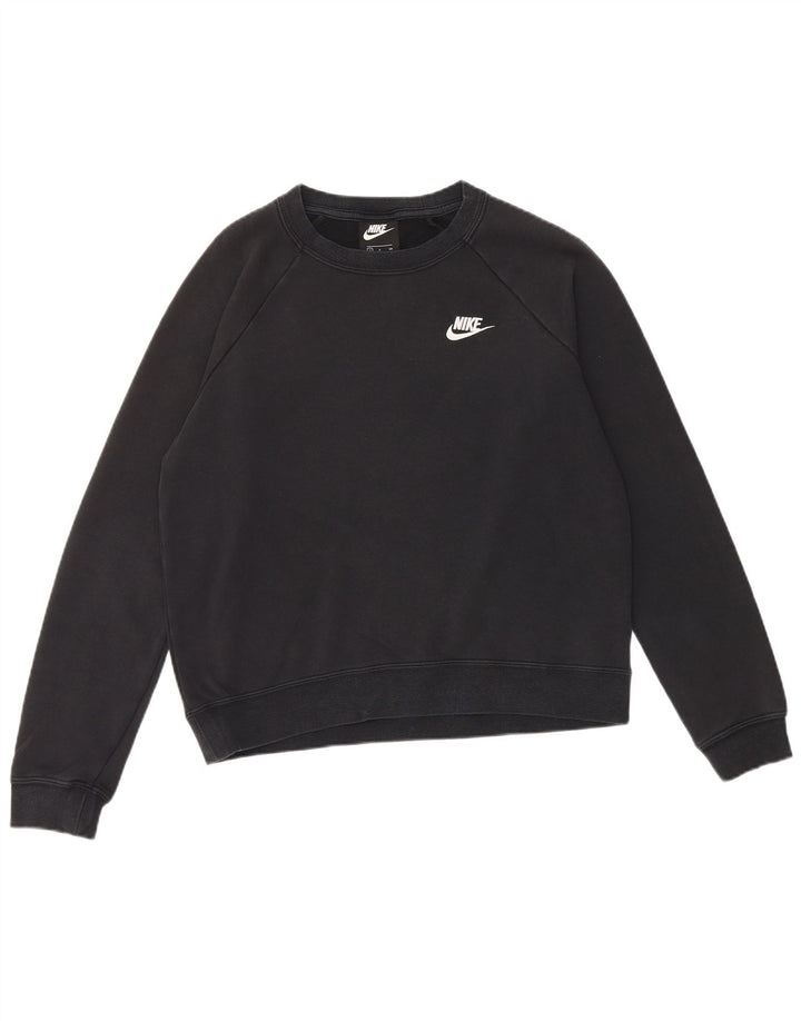 Nike feminino oversized moletom jumper reino unido 10 pequeno algodão preto