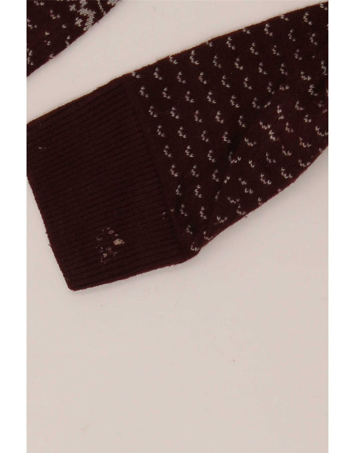 Suéter masculino Marks & Spencer com gola redonda, pequeno Borgonha Fair Isle