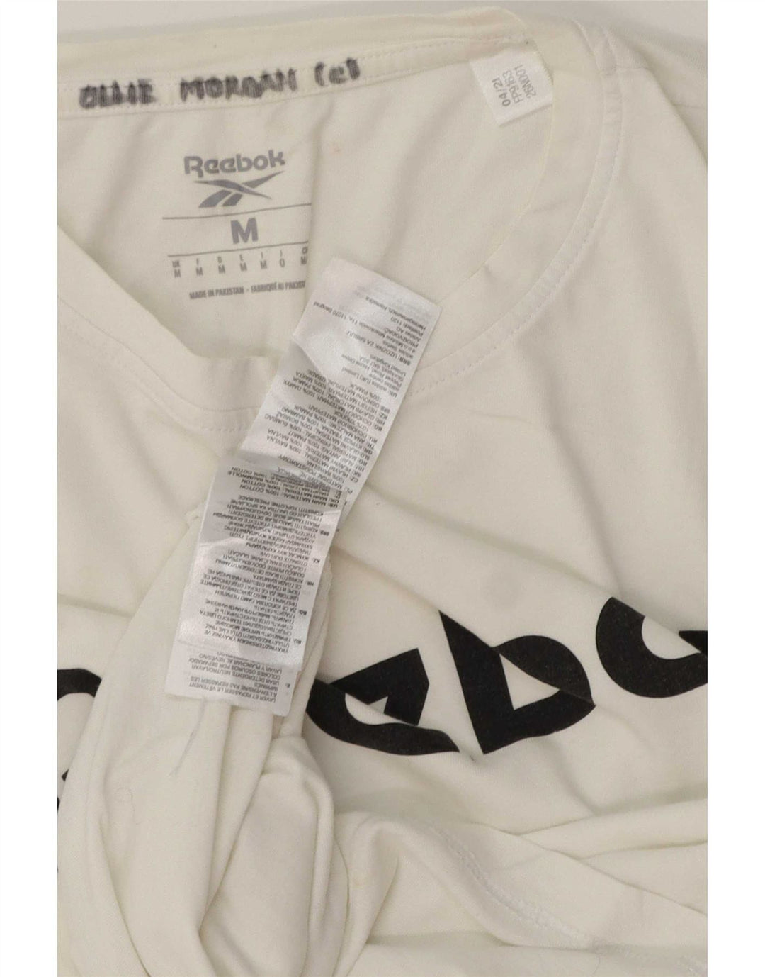 Camiseta gráfica masculina Reebok Top médio algodão branco