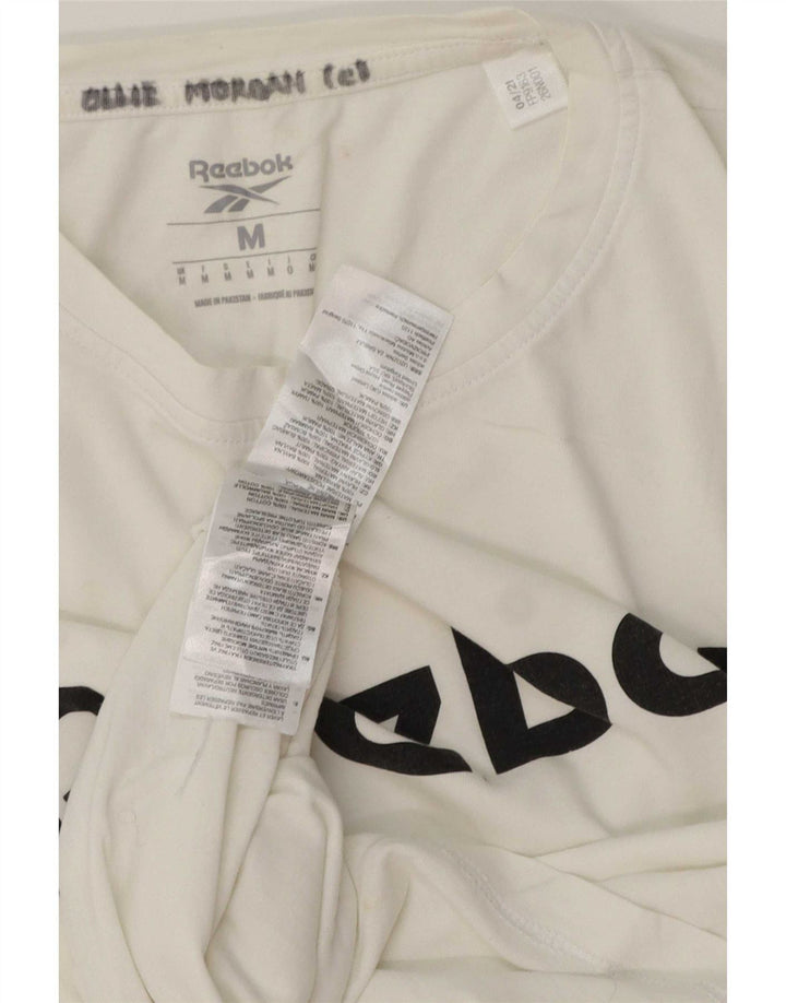 Camiseta gráfica masculina Reebok Top médio algodão branco