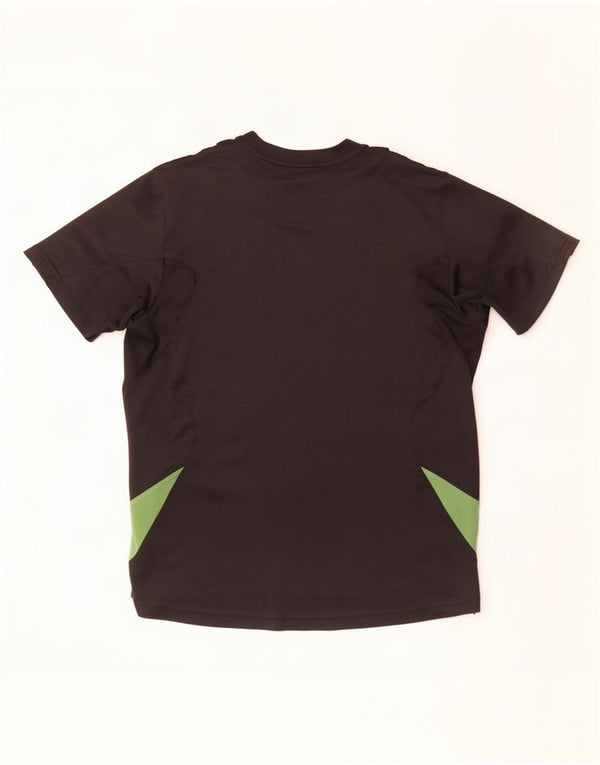 Adidas Mens T-Shirt Top UK 42/44 Grande Preto Colorblock Poliéster