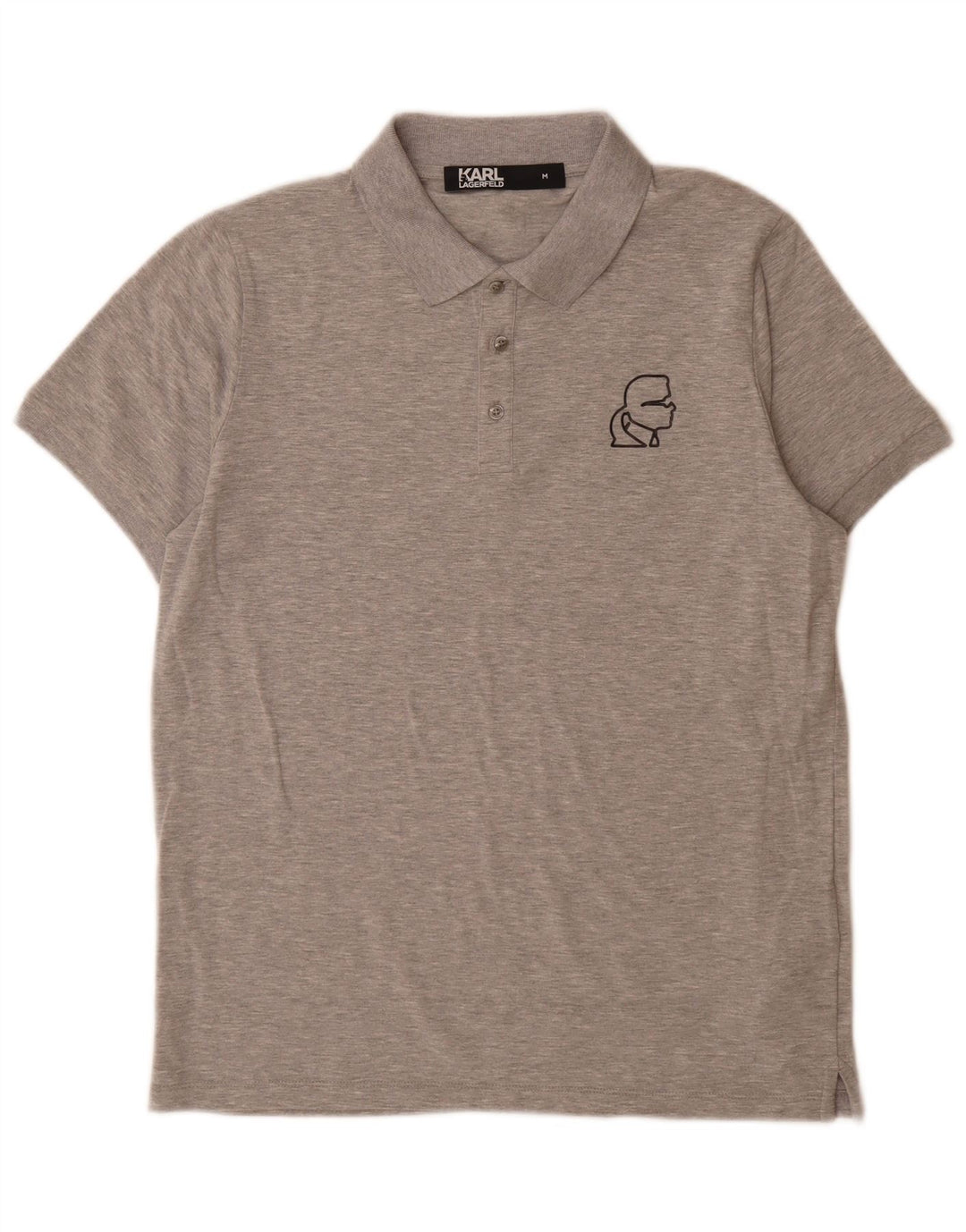 Camisa polo masculina Karl Lagerfeld estampada de algodão manchado cinza médio