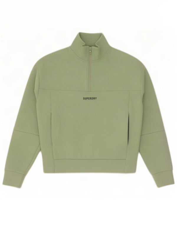 Superdry moletom feminino oversized gráfico com zíper e gola alta UK 6 XS verde