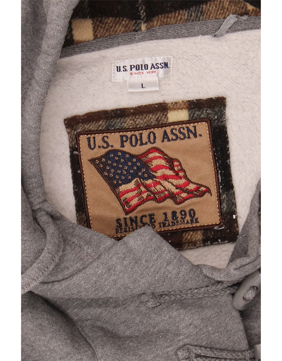U.S. POLO ASSN. Womens Hoodie Jumper UK 14 Large Grey Cotton Vintage U.S. Polo Assn. and Second-Hand U.S. Polo Assn. from Messina Hembry 