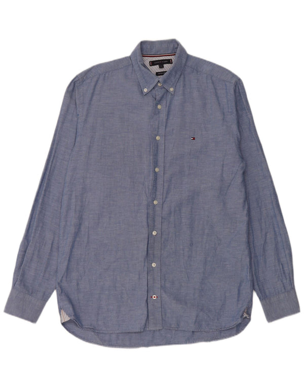 Camisa masculina Tommy Hilfiger de algodão azul médio
