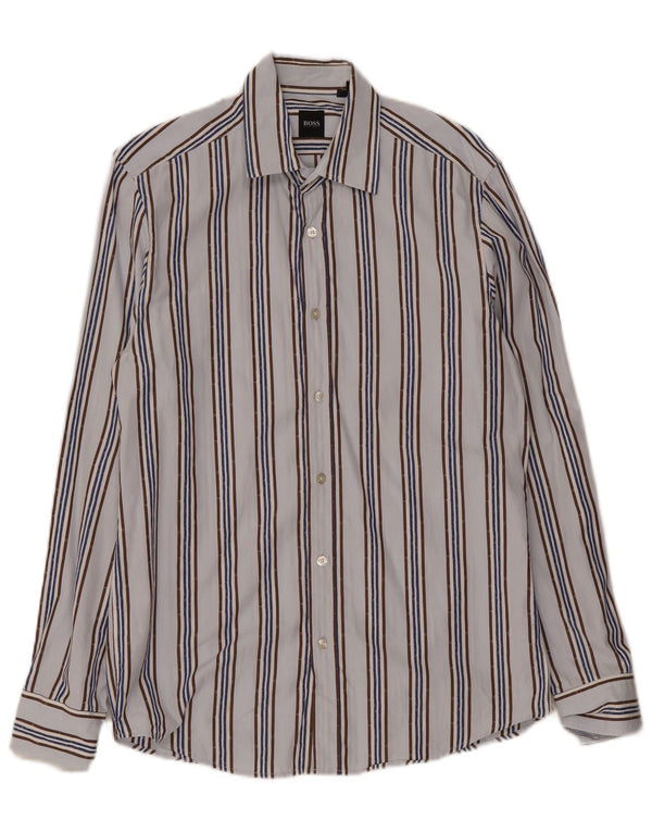 Camisa masculina Hugo Boss listrada azul média