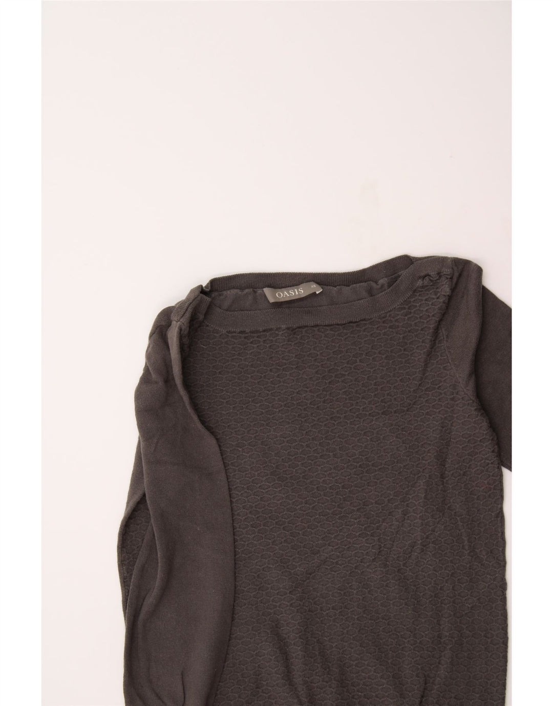 OASIS Womens Boat Neck Jumper Sweater UK 6 XS Grey Cotton Vintage Oasis and Second-Hand Oasis from Messina Hembry 