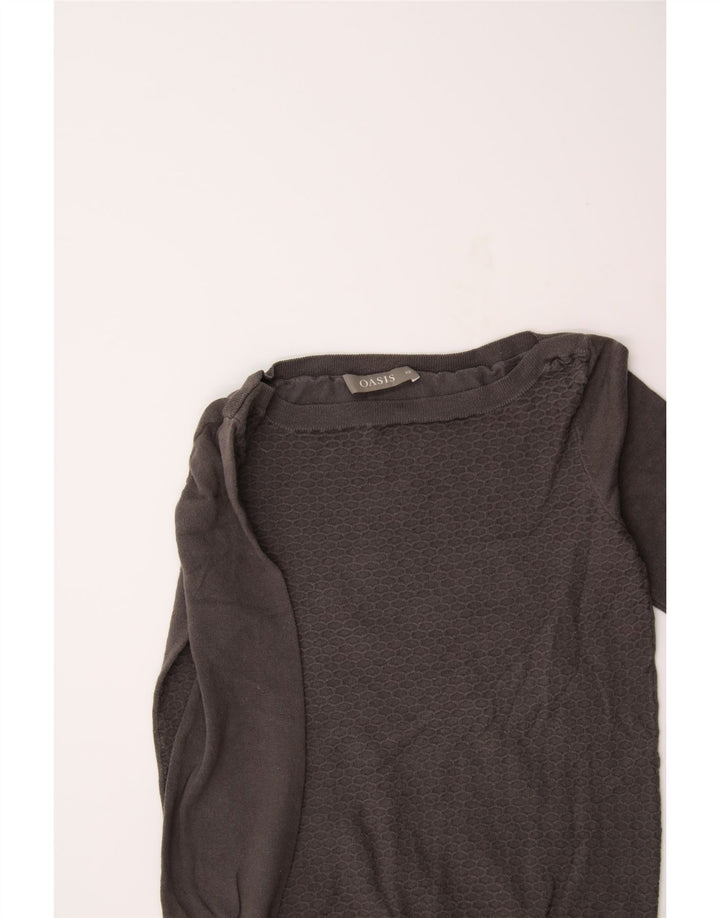 OASIS Womens Boat Neck Jumper Sweater UK 6 XS Grey Cotton Vintage Oasis and Second-Hand Oasis from Messina Hembry 