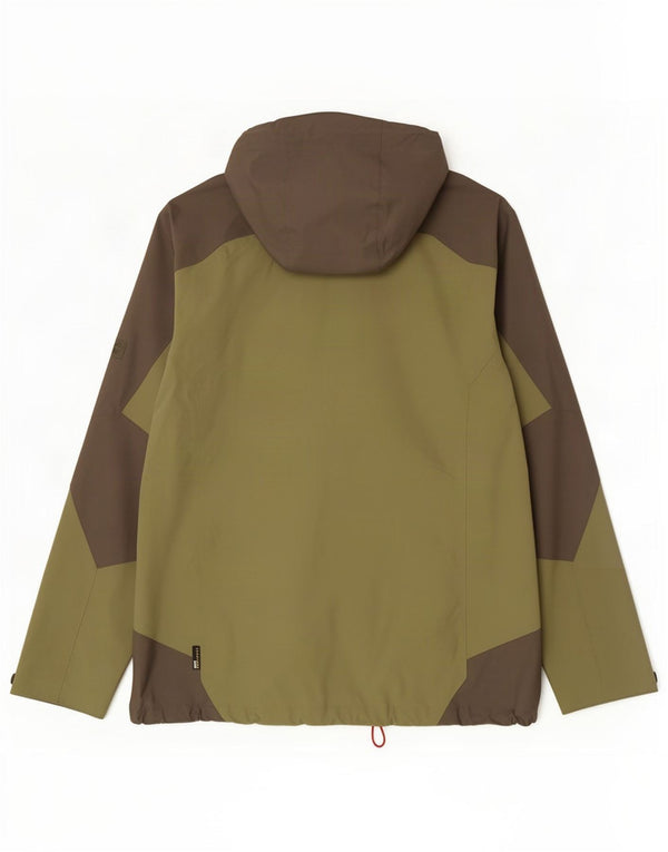 Jaqueta de chuva masculina Jack Wolfskin com capuz UK 44/46 XL Khaki Colourblock