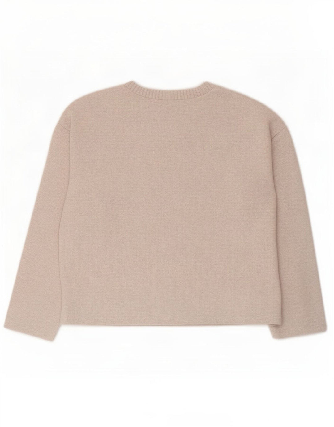 Zara Womens Crop Oversized Top Manga Longa Reino Unido 10 Pequeno Poliéster Bege